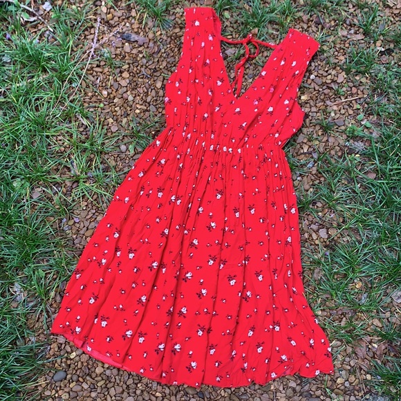 Madewell Dress Red Magnolia Tie back dress Rosebud Floral XS - Picture 3 of 7